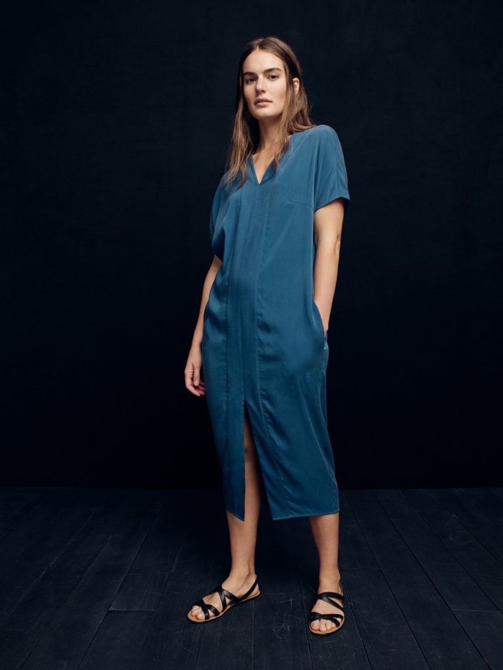 Universal Standard for J.Crew Cupro Tunic Dress Teal